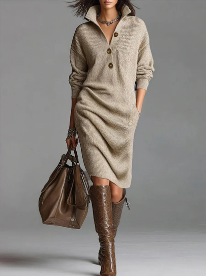 Norlyn™ | Elegante abito midi a coste