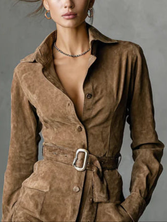 Nalea™ | Moderno abito avvolgente in finta suede