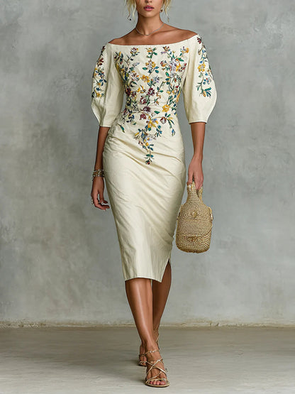 Serah™ | Vestito midi elegante off-shoulder