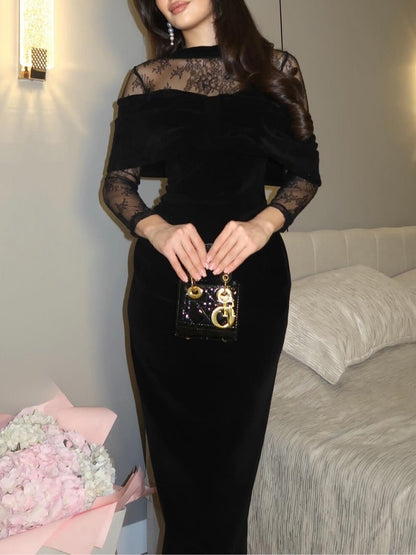 Alix™ | Elegante Abito Maxi in Pizzo