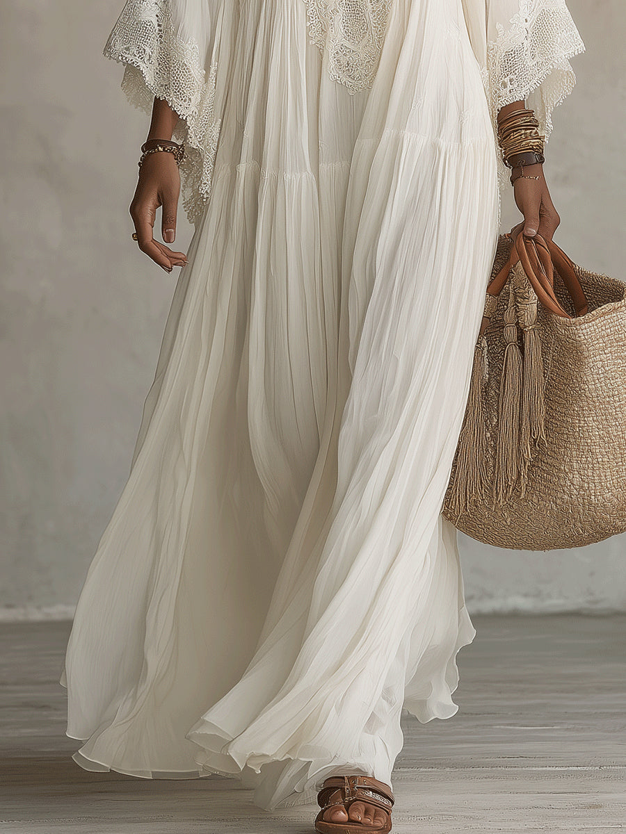 Liora™ | Abito Bohemien Camuffa Pancia con Pizzo