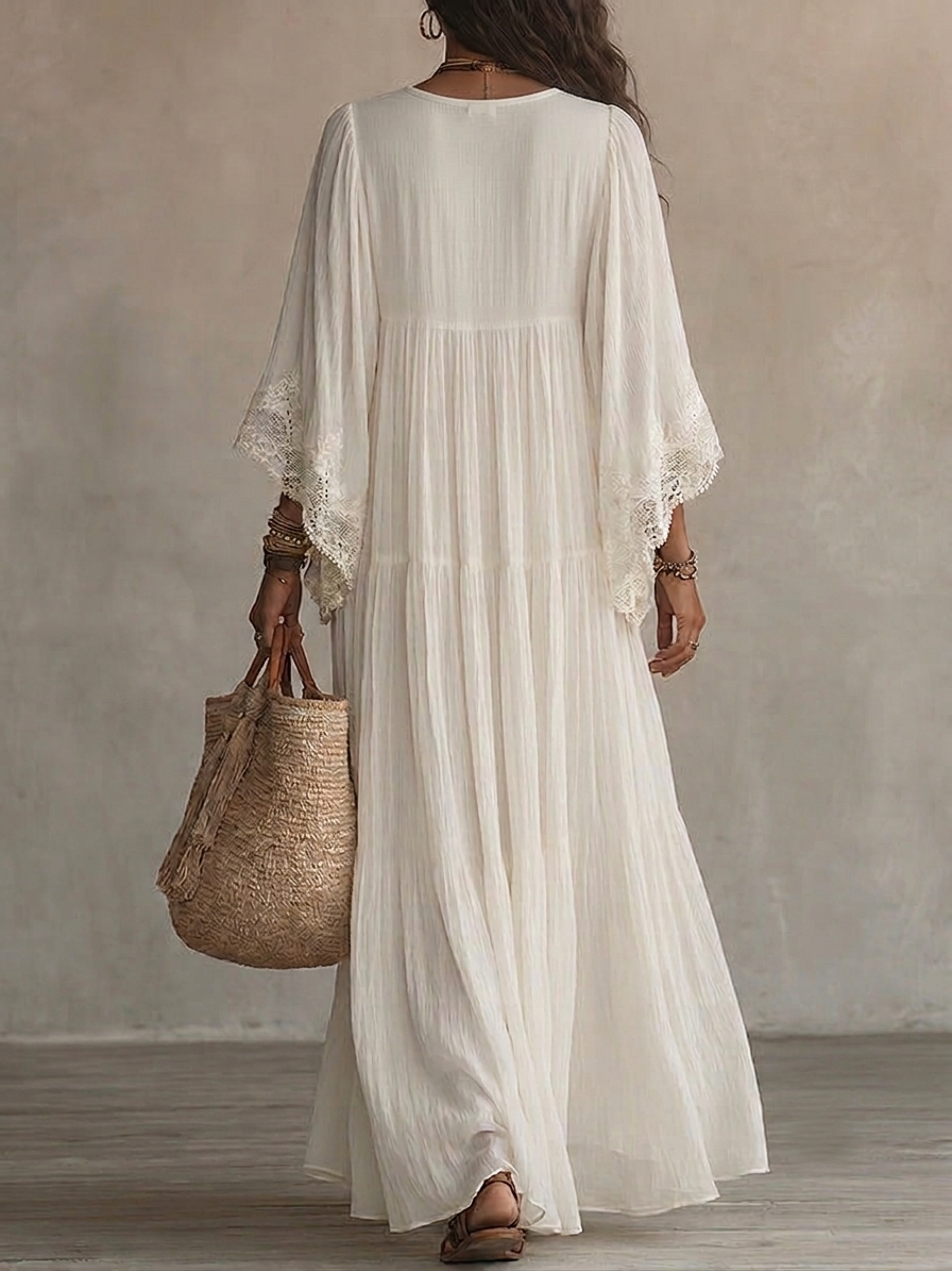 Liora™ | Abito Bohemien Camuffa Pancia con Pizzo