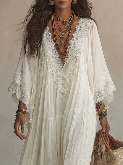 Liora™ | Abito Bohemien Camuffa Pancia con Pizzo