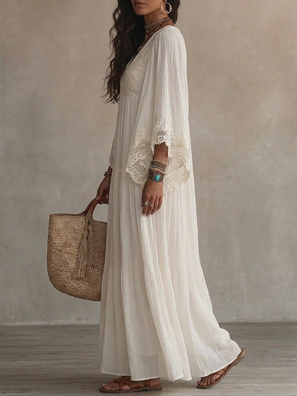 Liora™ | Abito Bohemien Camuffa Pancia con Pizzo