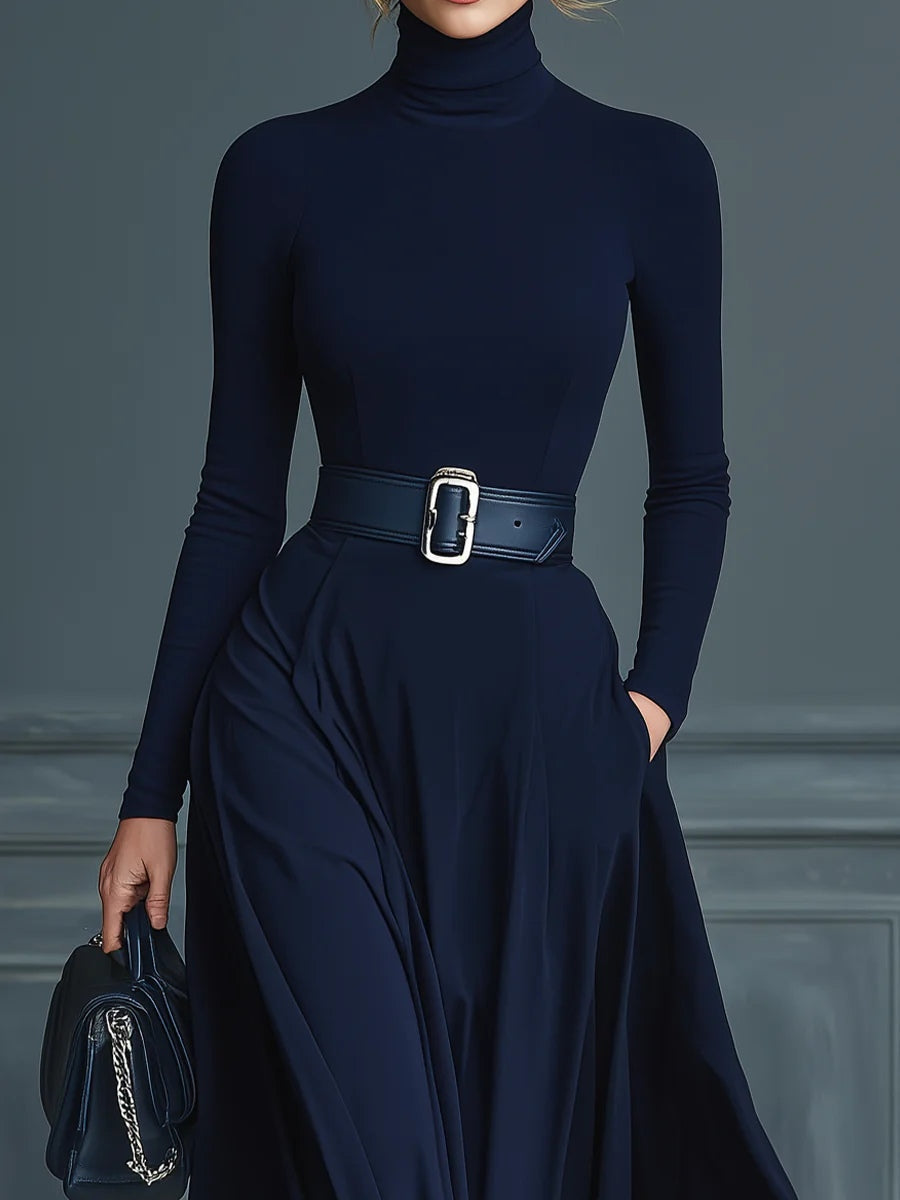 Elora™ | Elegante maxi abito con collo alto