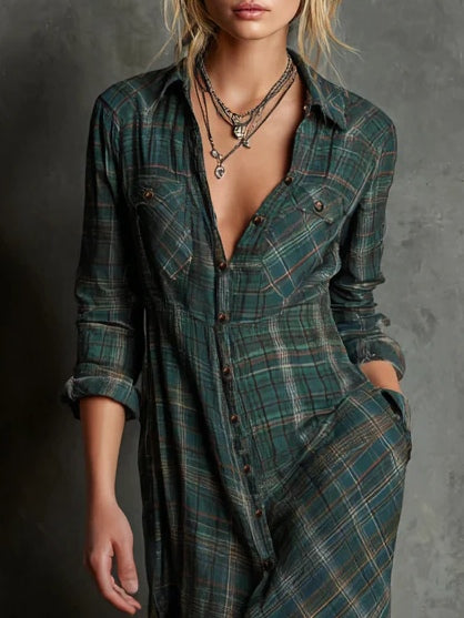 Talia™ | Abito a quadretti boho moderno
