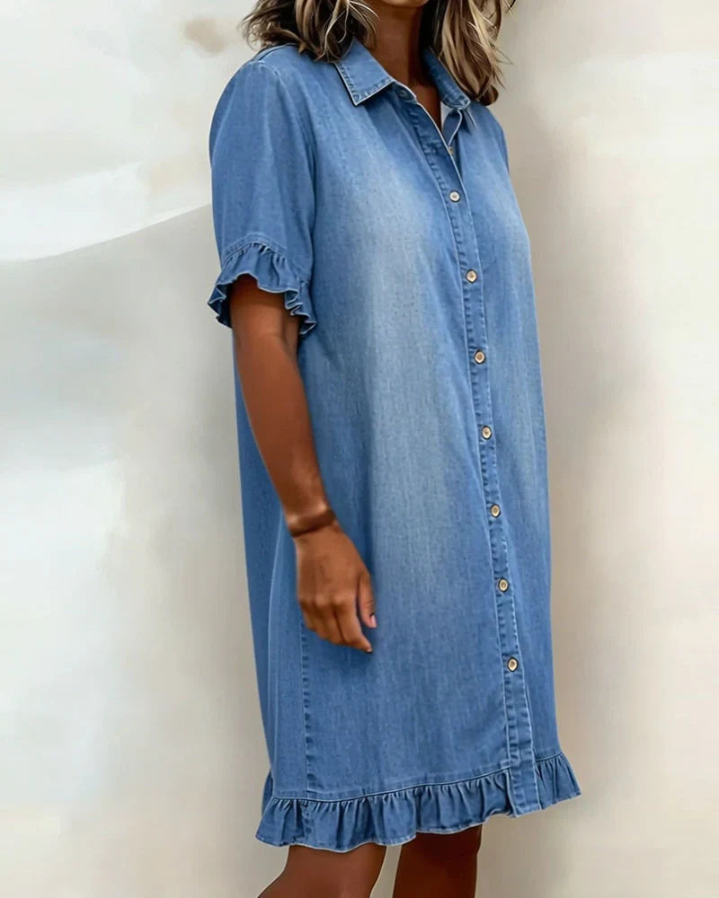 Linae™ | Abito Denim Look Casual con Nodo