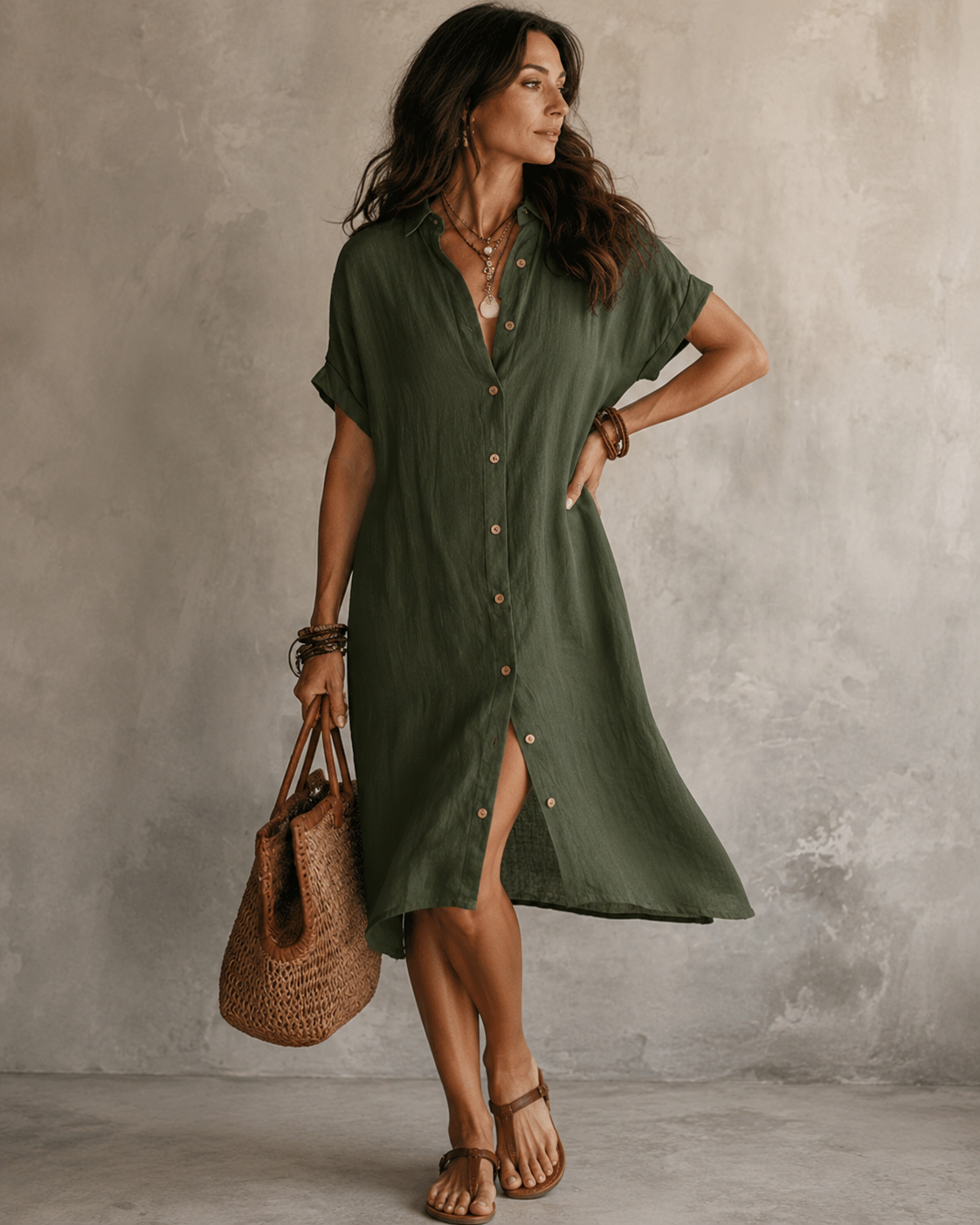 Ariane™ | Abito Midi Camuffa Pancia