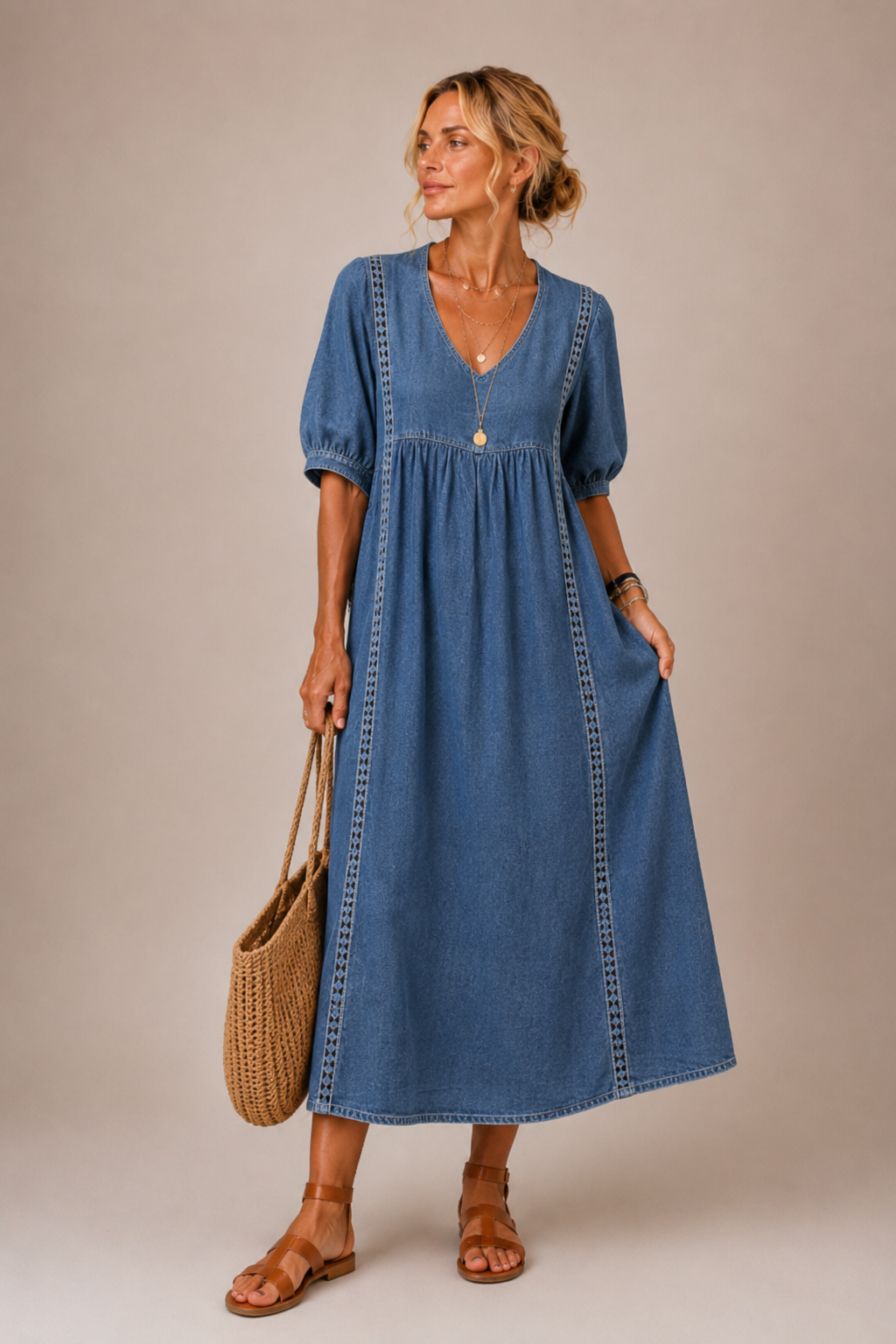 Elena™ | Abito Midi in Lino Leggero