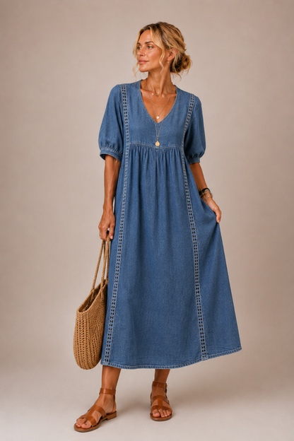 Elena™ | Abito Midi in Lino Leggero