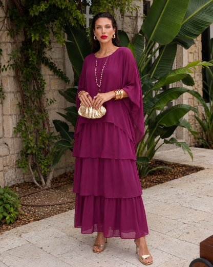 Amélie™ | Elegante Abito Maxi in Chiffon con Copertura per la Pancia