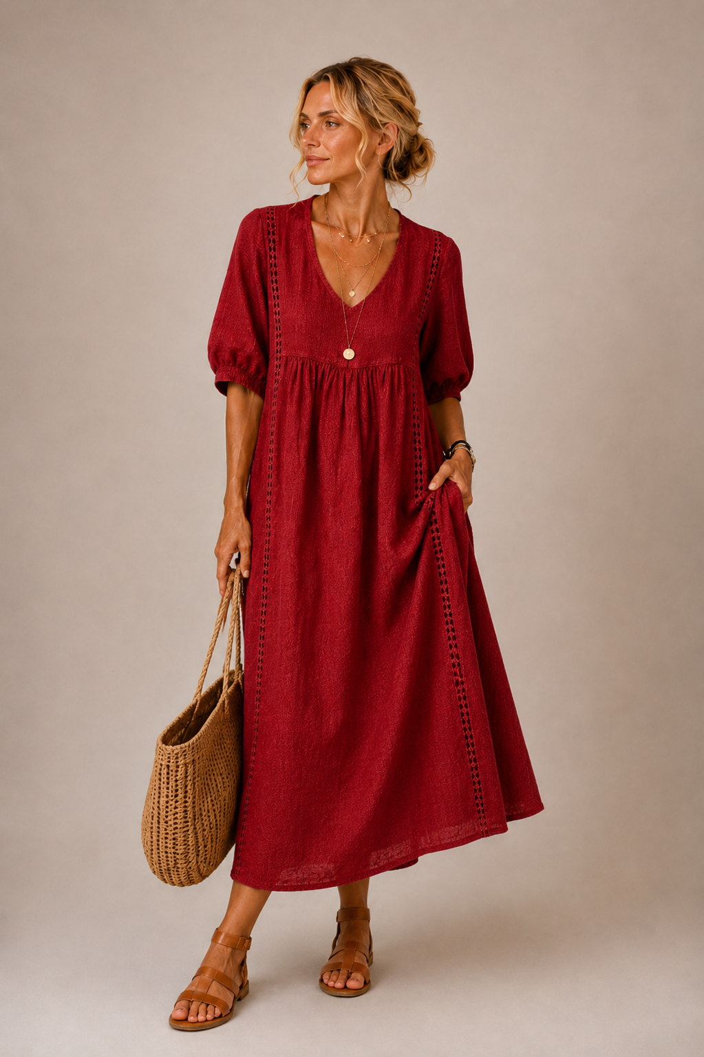 Elena™ | Abito Midi in Lino Leggero