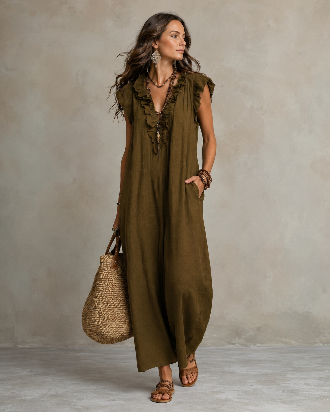 Renata™ | Elegante Abito Camuffa Pancia con Rouches