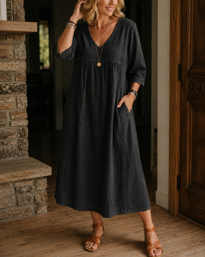 Nessa™ | Abito Midi Con Dettagli In Pizzo