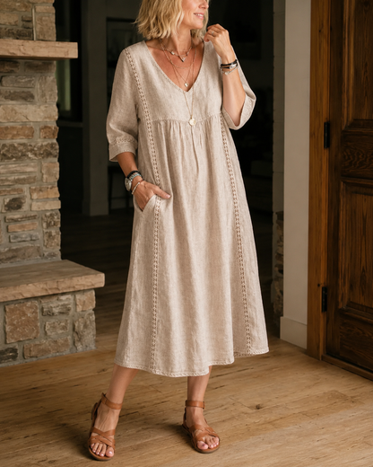 Nessa™ | Abito Midi Con Dettagli In Pizzo