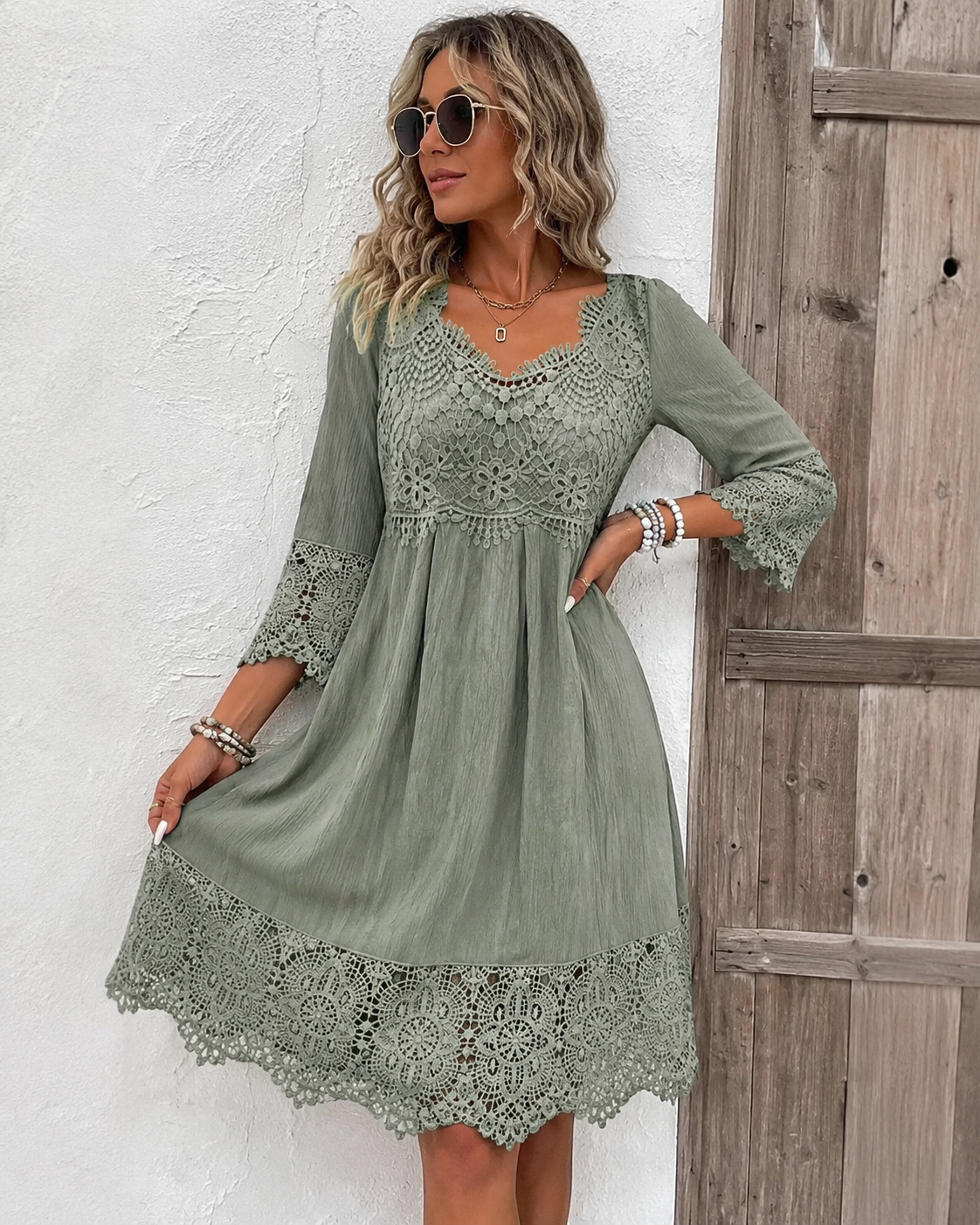Eliane™ | Abito Midi in Pizzo Camuffa Pancia