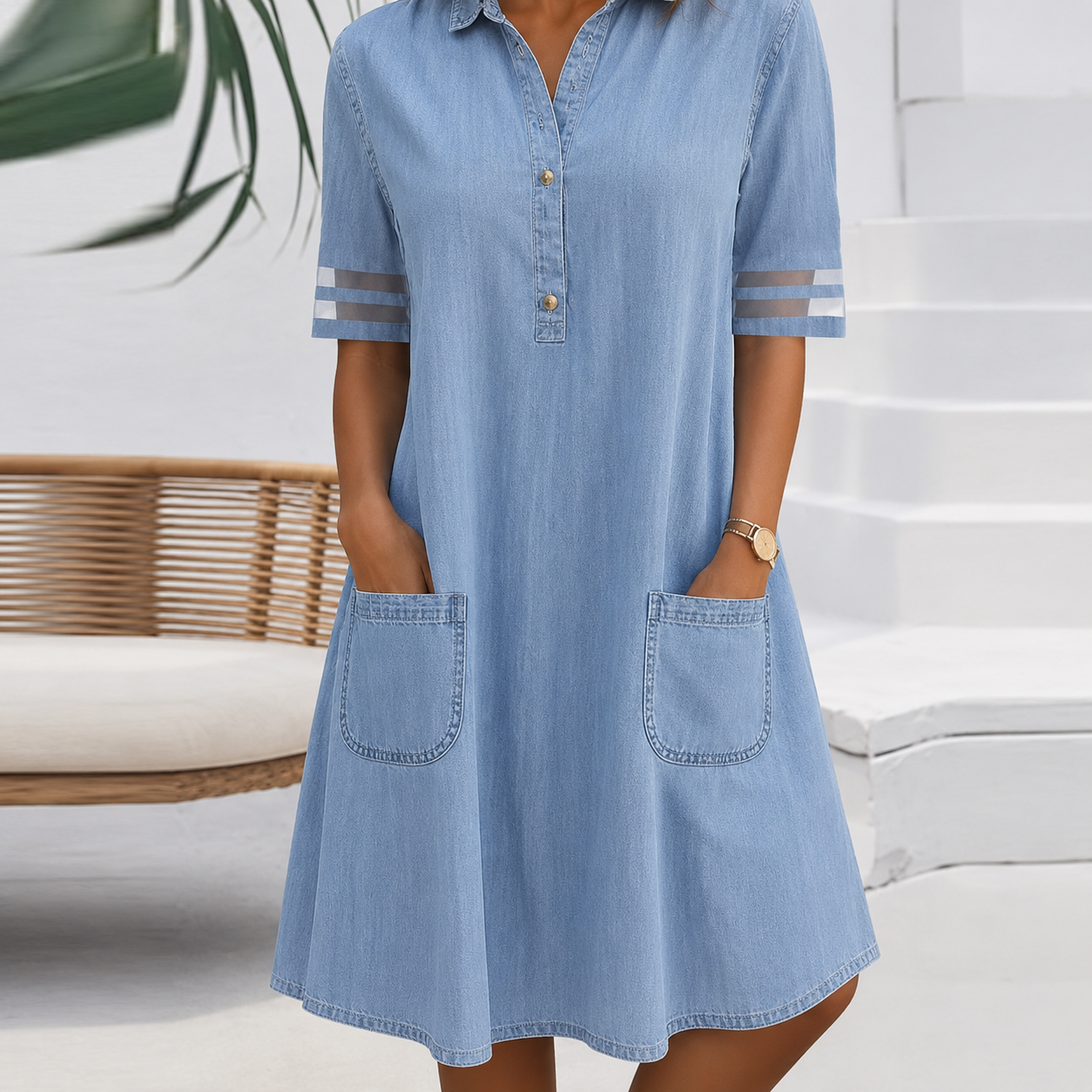 Brittany™ | Blusa Abito Denim Look Camuffa Pancia