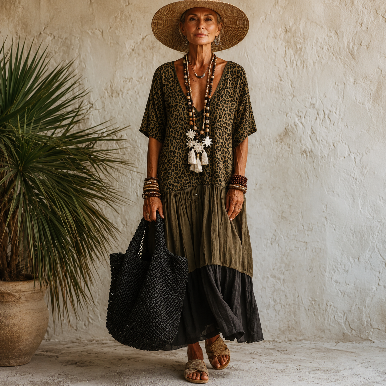 Aveline™ | Abito Maxi Bohemien con Design Coprente per la Pancia