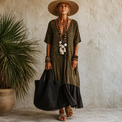 Aveline™ | Abito Maxi Bohemien con Design Coprente per la Pancia