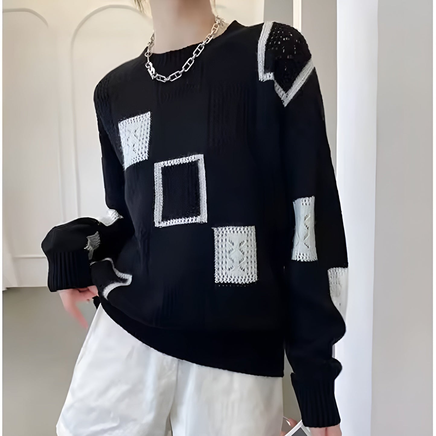 Naren™ | Maglione patchwork morbido moderno