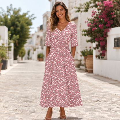 Tess™ | Elegante Abito Midi Con Design Camuffante Per La Pancia