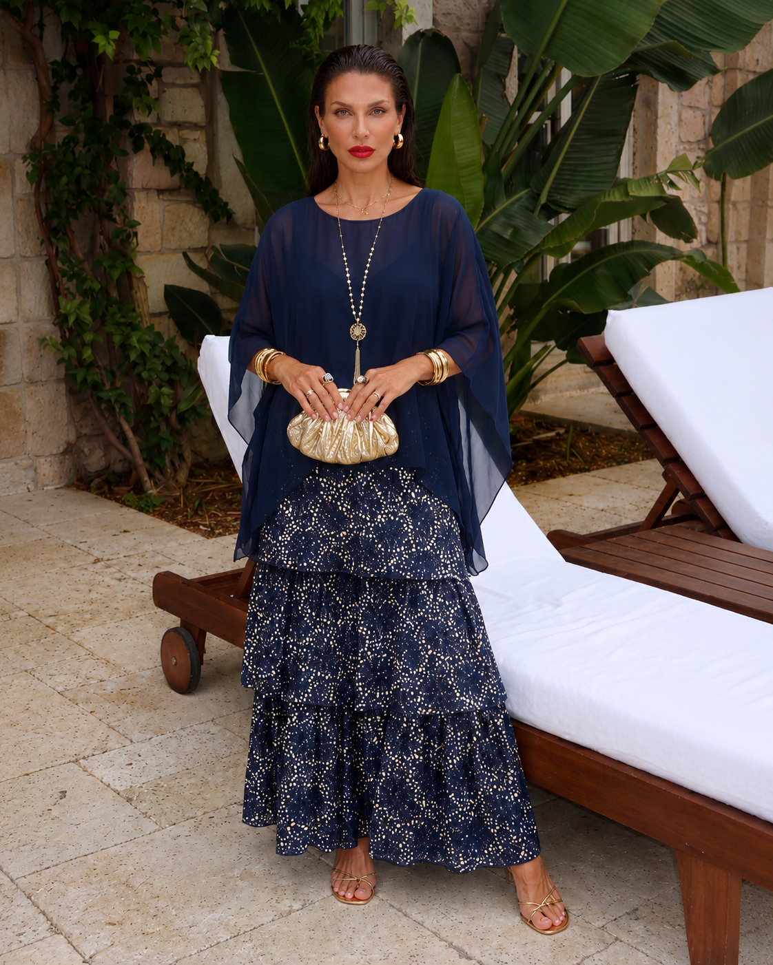 Amélie™ | Elegante Abito Maxi in Chiffon con Copertura per la Pancia