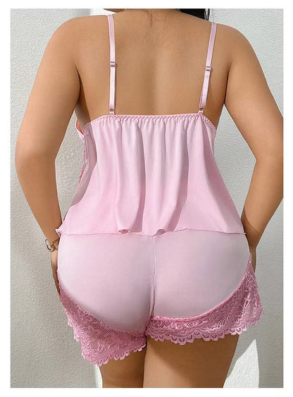 Petra™ | Set di Pigiama in Raso con Top in Pizzo