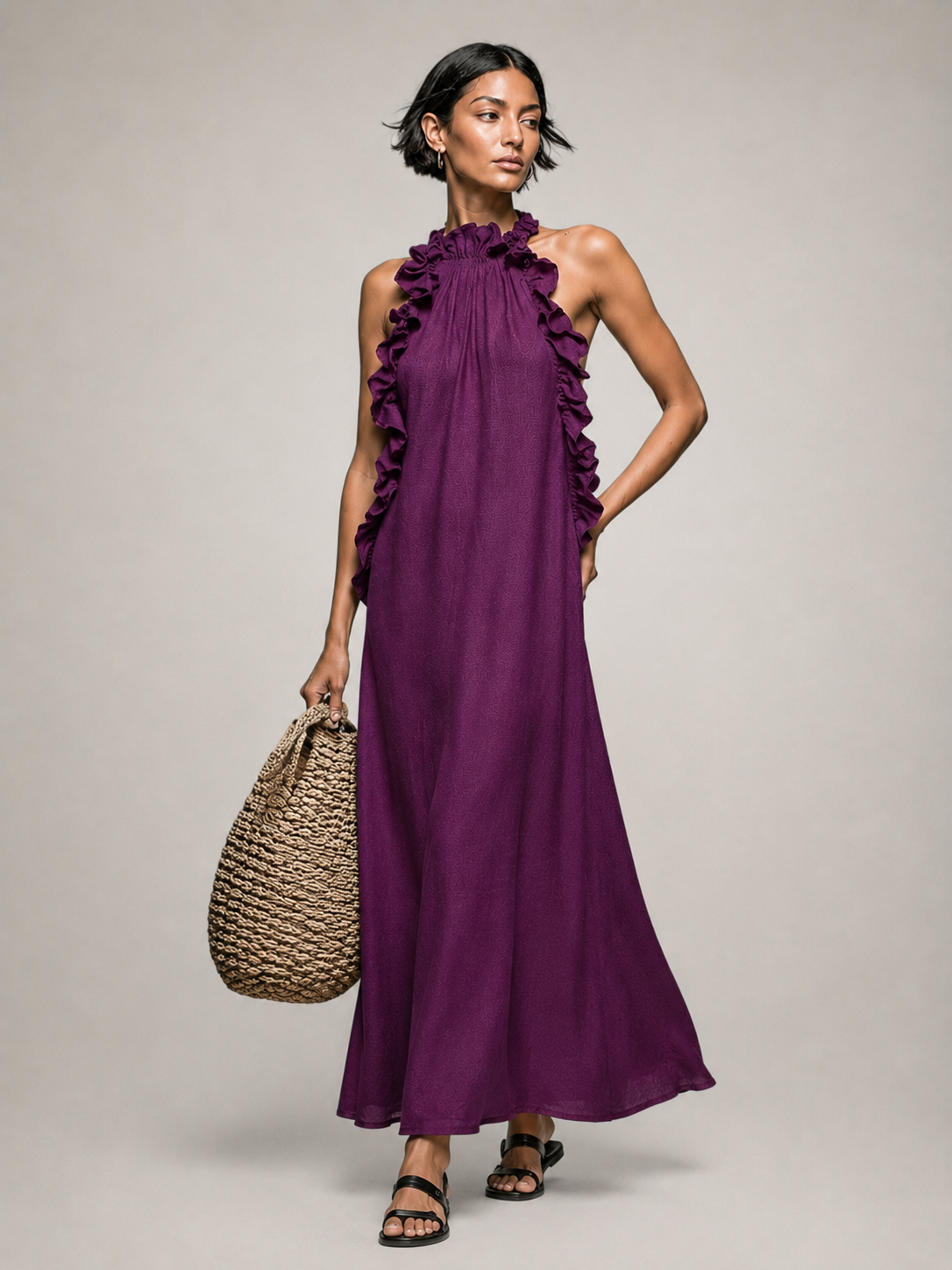 Isolde™ | Abito Maxi Con Ruches Che Copre La Pancia