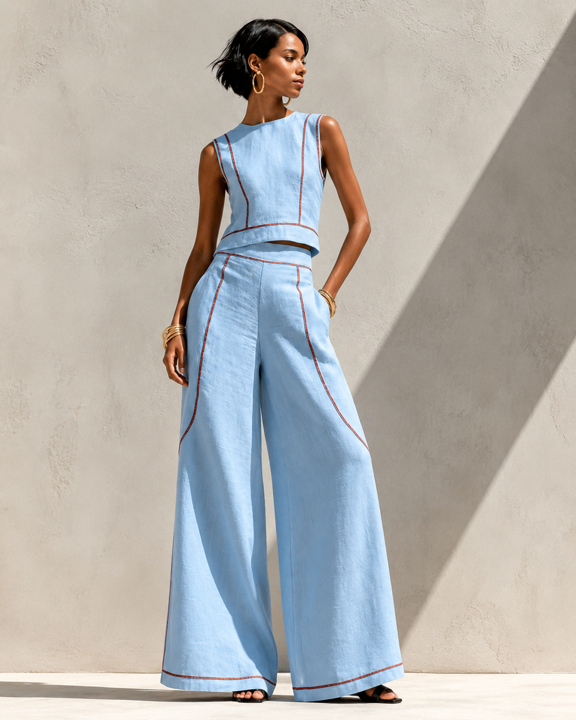 Bianca™ | Elegante Set Coordinato Bianco con Pantaloni Larghi