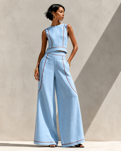 Bianca™ | Elegante Set Coordinato Bianco con Pantaloni Larghi