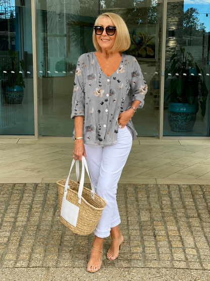 Elanna™ | Blusa con Fiori che Copre la Pancia