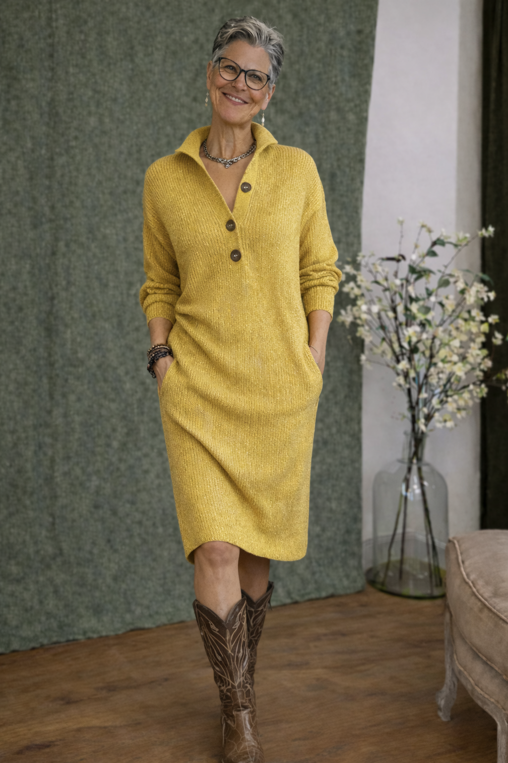 Ingrid™ | Elegante abito midi a coste