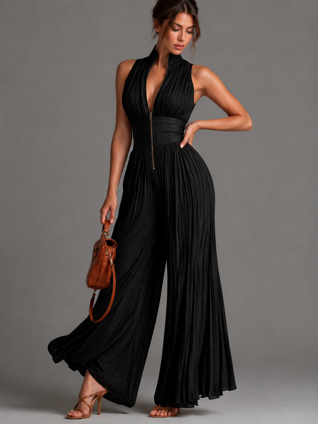 Elise™ | Salopette Chic con Collo Halter e Vita Alta