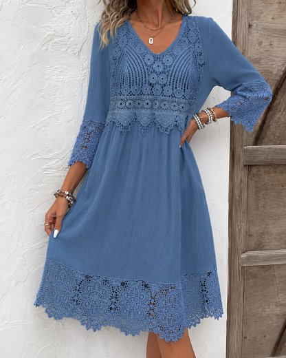 Eliane™ | Abito Midi in Pizzo Camuffa Pancia