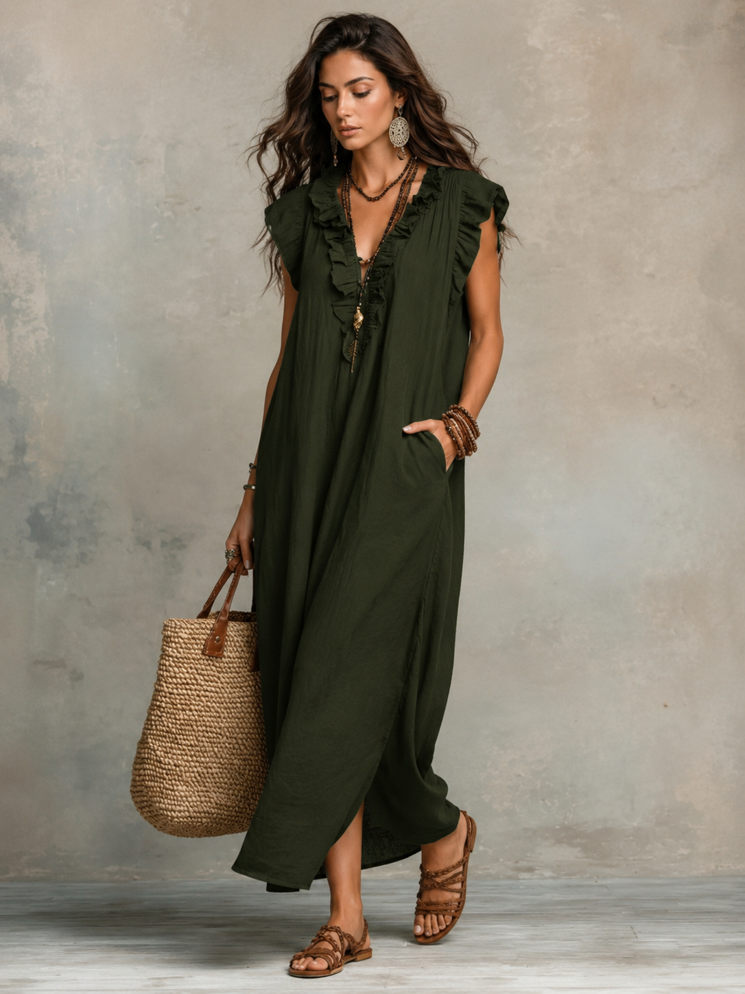 Camélia™ | Maxi Dress Bohemien Camuffante per Pancia