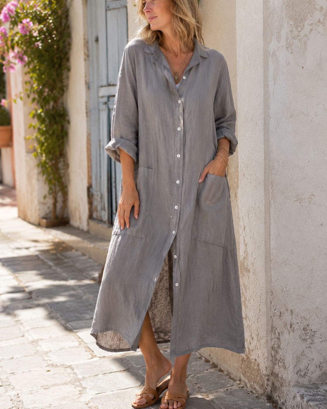 Anika™ | Blusa Abito Coprente con Bottoni