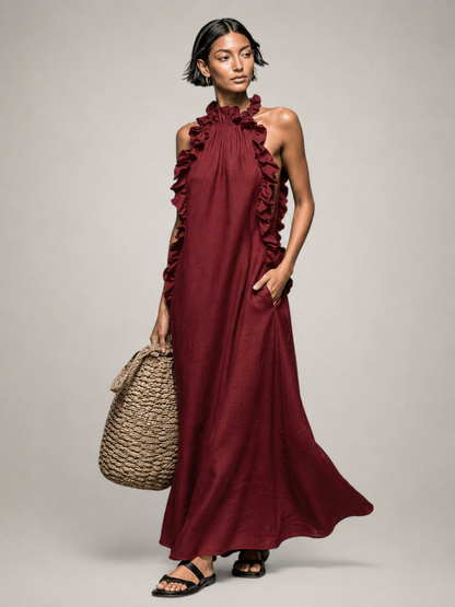 Isolde™ | Abito Maxi Con Ruches Che Copre La Pancia
