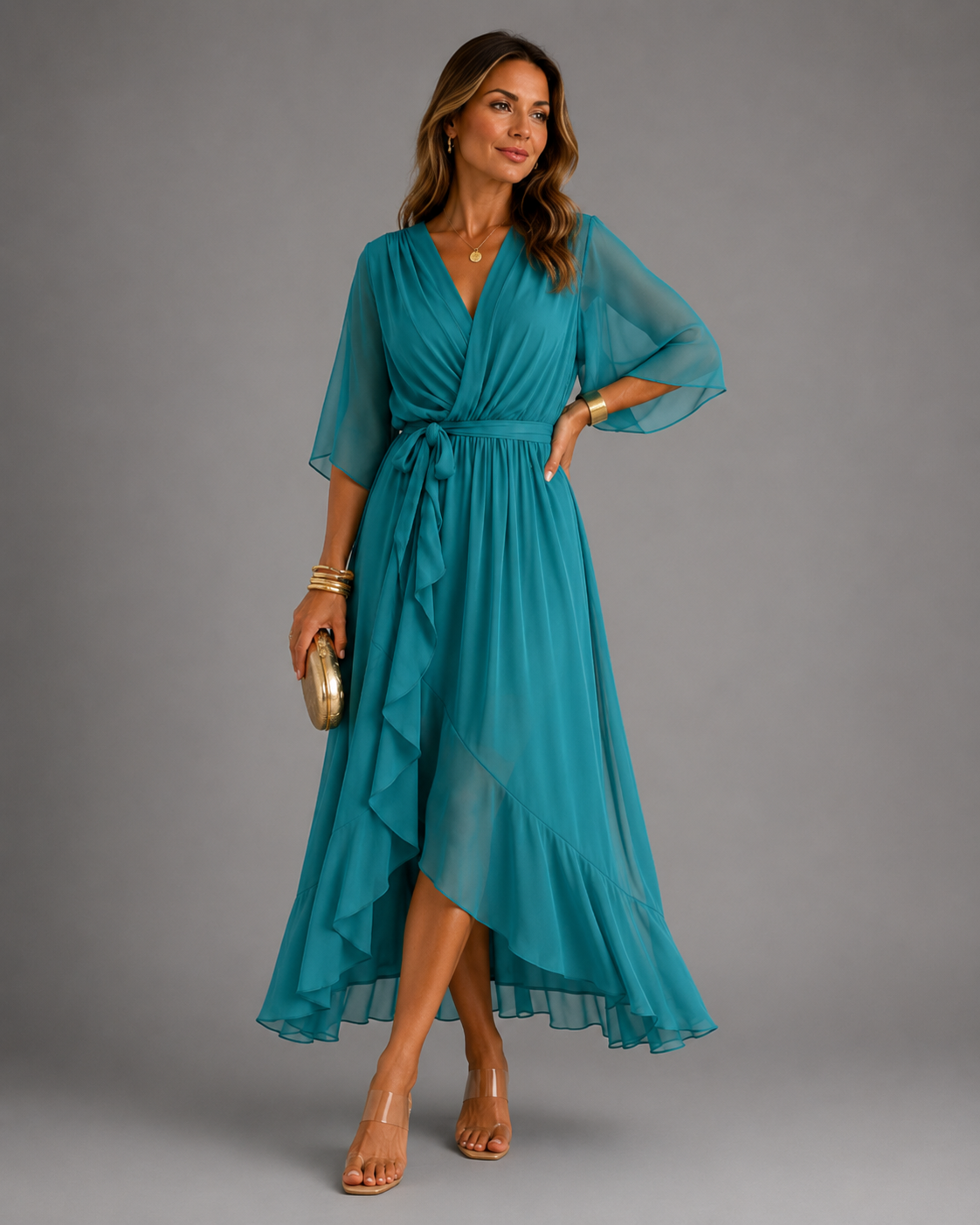 Isabelle™ | Abito Maxi in Chiffon Camuffa Pancia
