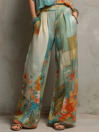 Nina™ | Elegante Set Floreale con Pantaloni Ampi