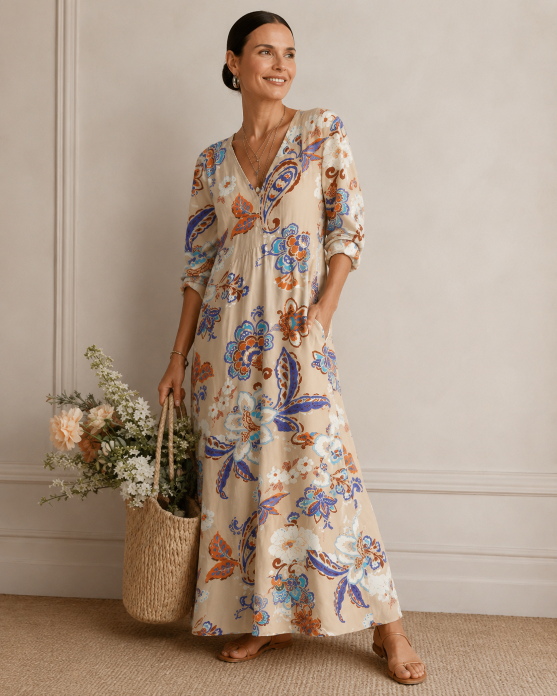 Eloise™ | Abito Midi Relax con Camuffamento della Pancia