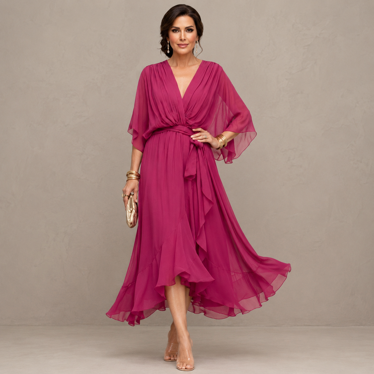 Marta™ | Elegante Abito Midi in Chiffon