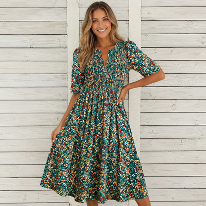 Danica™ | Abito Midi Floreale Camuffa Pancia
