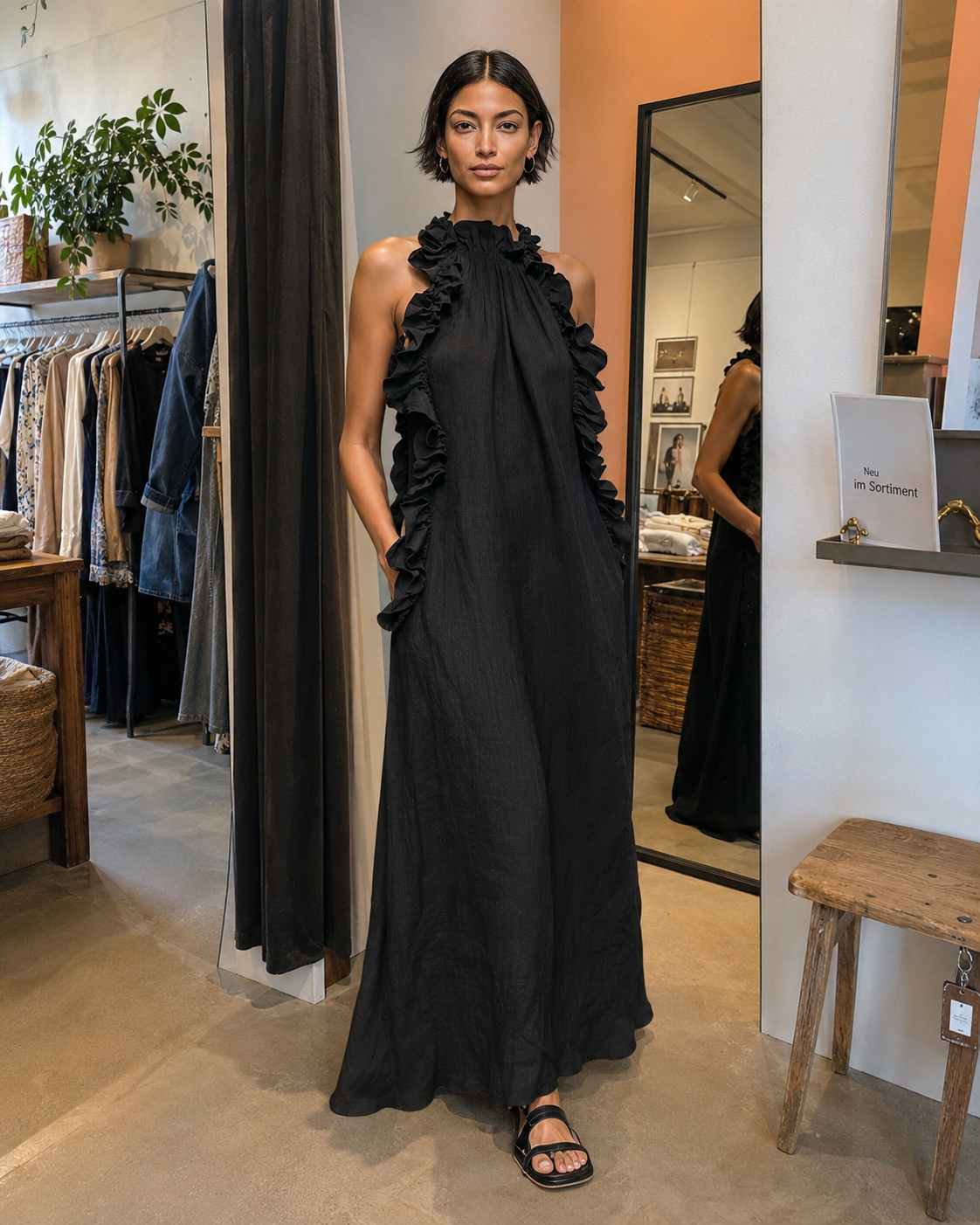Isolde™ | Abito Maxi Con Ruches Che Copre La Pancia