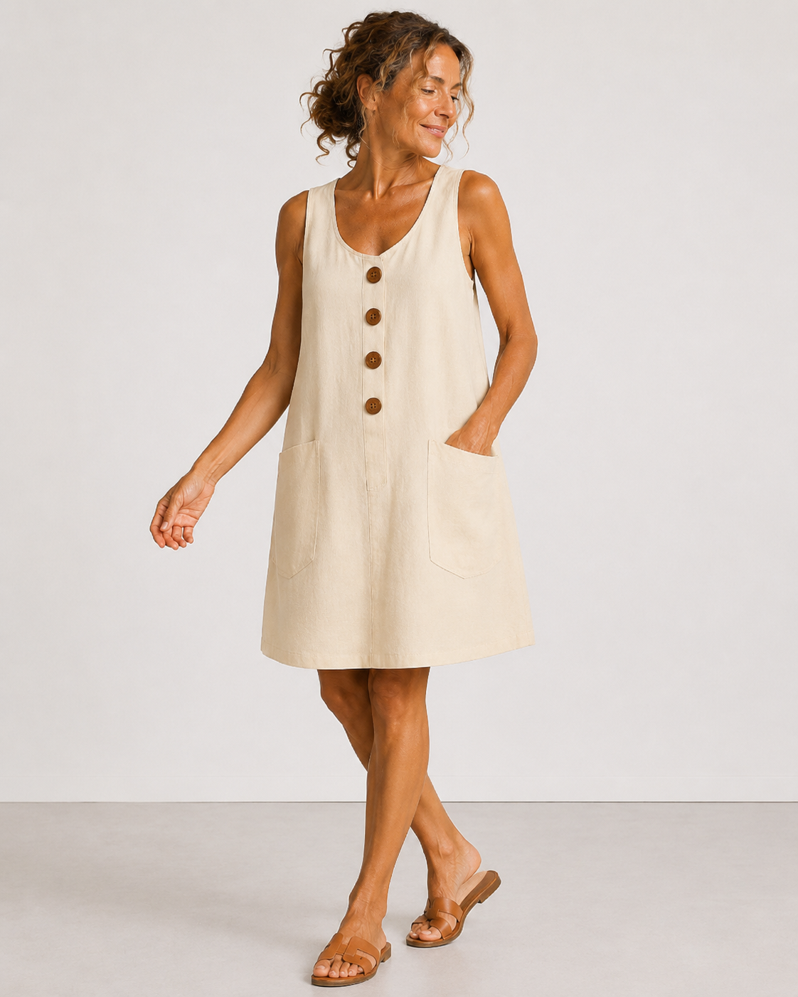 Maud™ | Abito di Cotone Camuffante per la Pancia con Bottoni