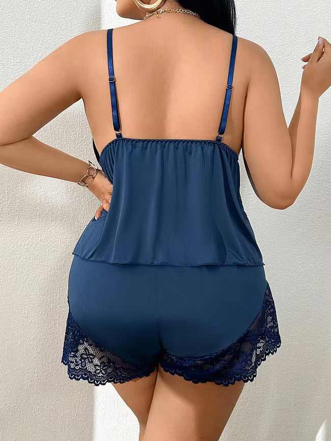 Petra™ | Set di Pigiama in Raso con Top in Pizzo