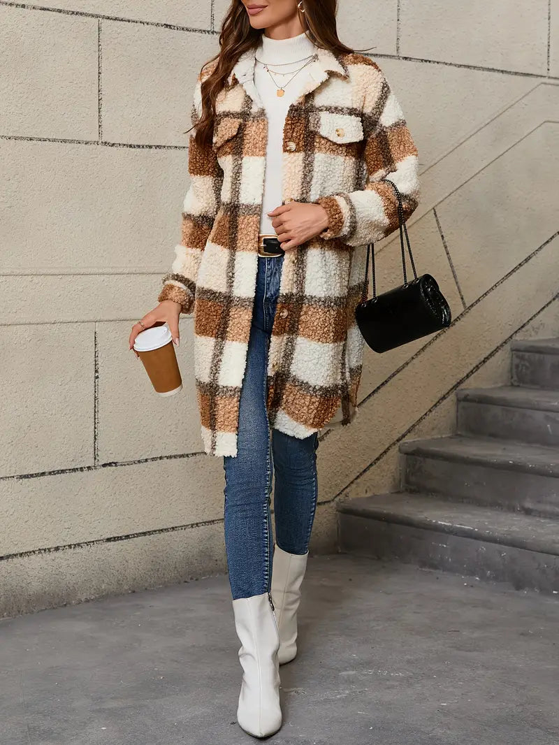 Isabelle™ | Giacca teddy a quadri confortevole