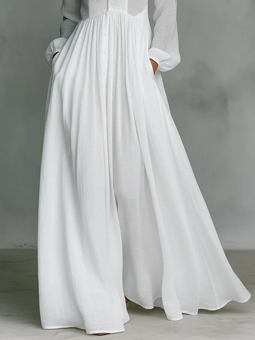 Lena™ | Abito Maxi Elegante con Bottoni