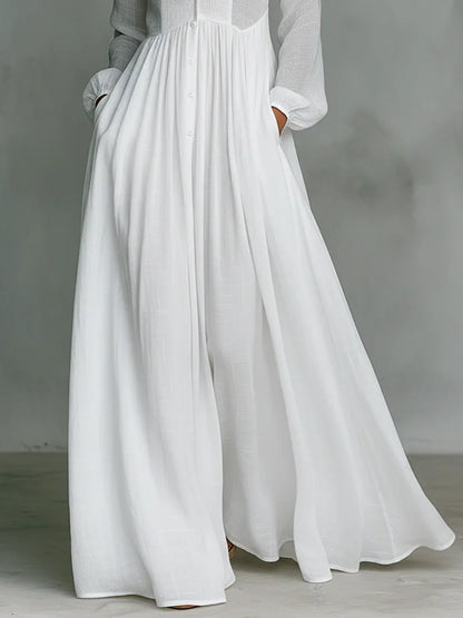 Lena™ | Abito Maxi Elegante con Bottoni