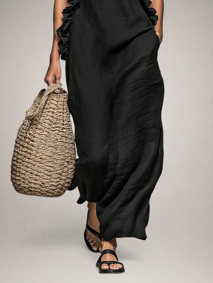 Isolde™ | Abito Maxi Con Ruches Che Copre La Pancia
