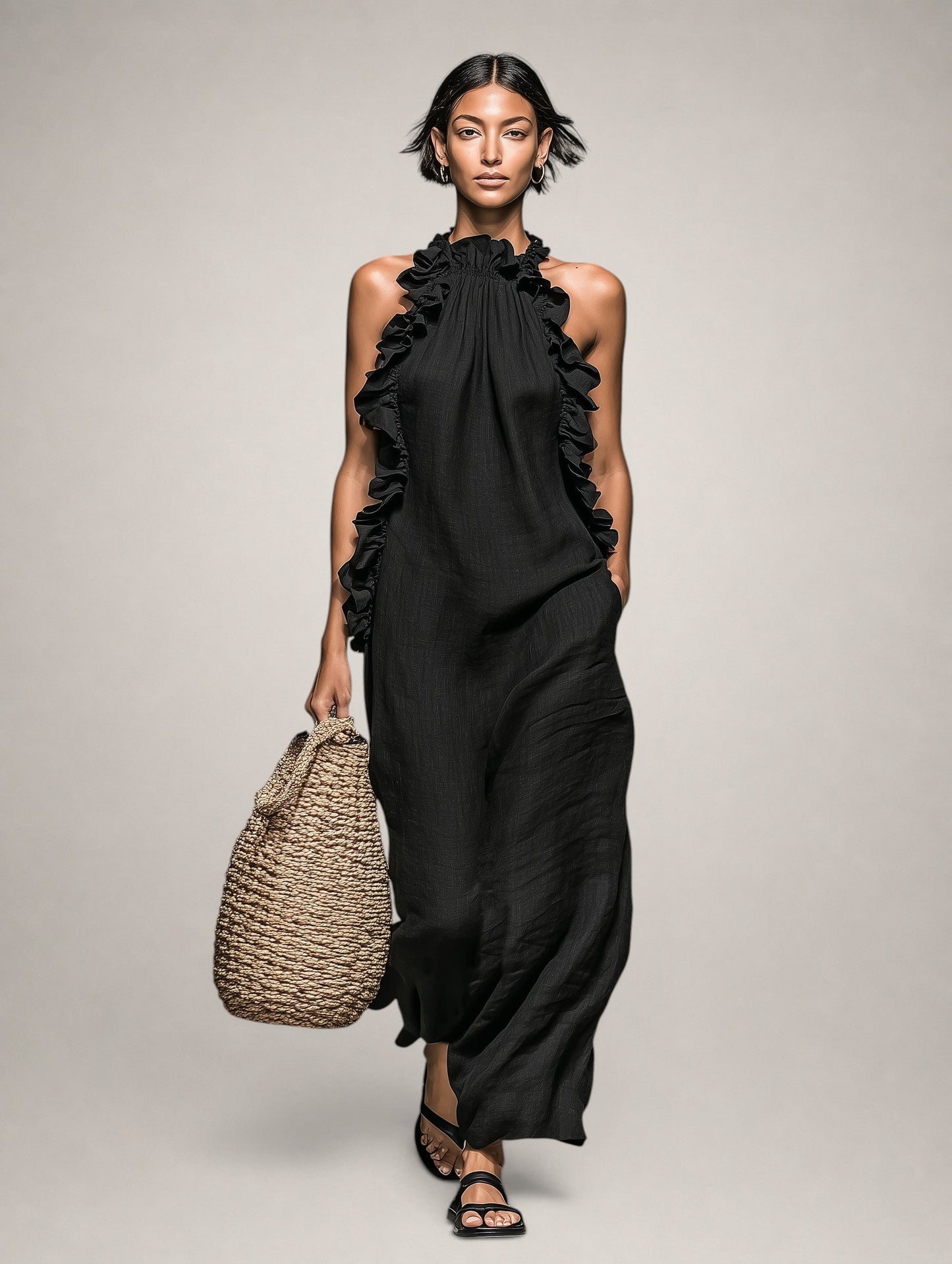 Isolde™ | Abito Maxi Con Ruches Che Copre La Pancia
